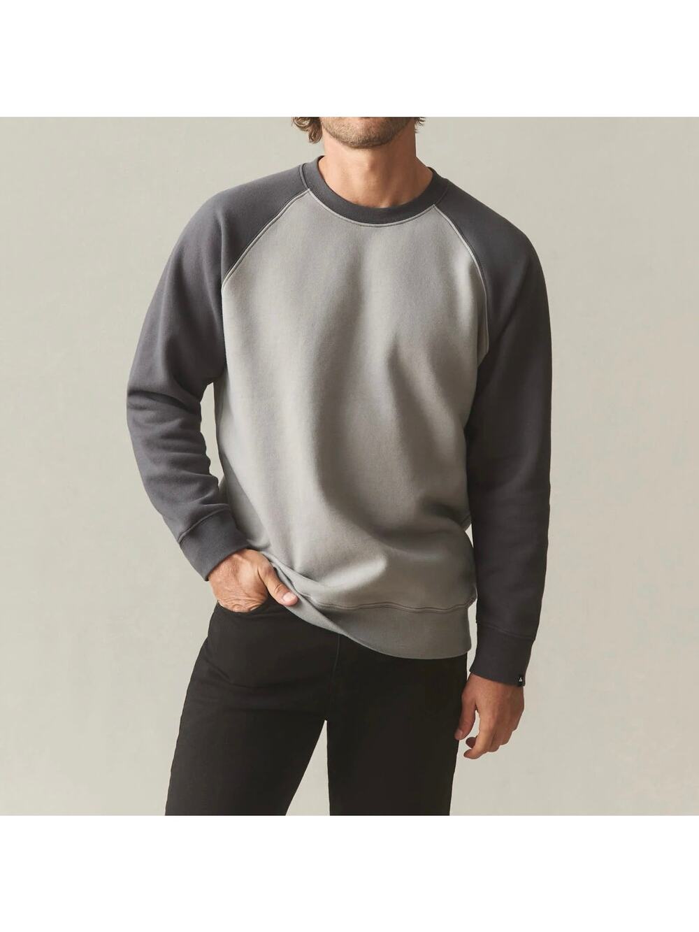 NWOT American Giant Men's Colorblock Midweight Crewneck Dark Charcoal Size Large